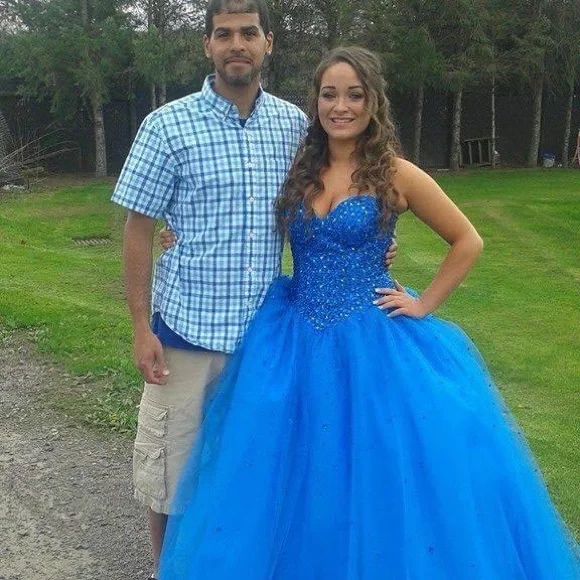 blue fairy prom dress Ligh Sky Blue Long Prom Dresses Off Shoulder Applique Cheap Foraml Dre –  SELINADRESS main image 0